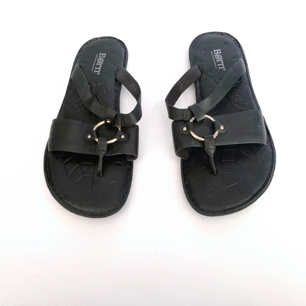 Born Black Leather Thong Sandals - Size 7 - Picture 2 of 7